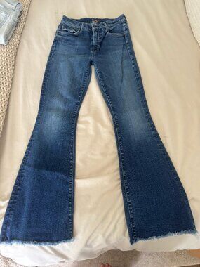MOTHER The Weekender Fray Flare Jeans Blue
